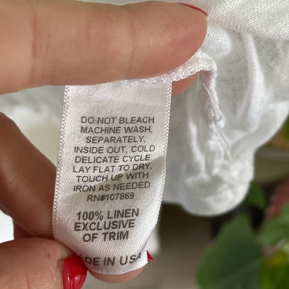 LINNEA white linen hooded tunic top blouse S Made in USE - Picture 3 of 4